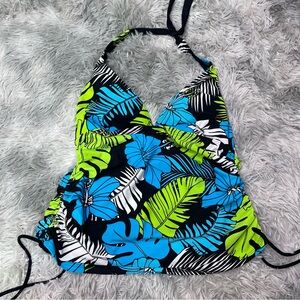 Beach Diva Tropical Print Tankini Swim Top Size 10
